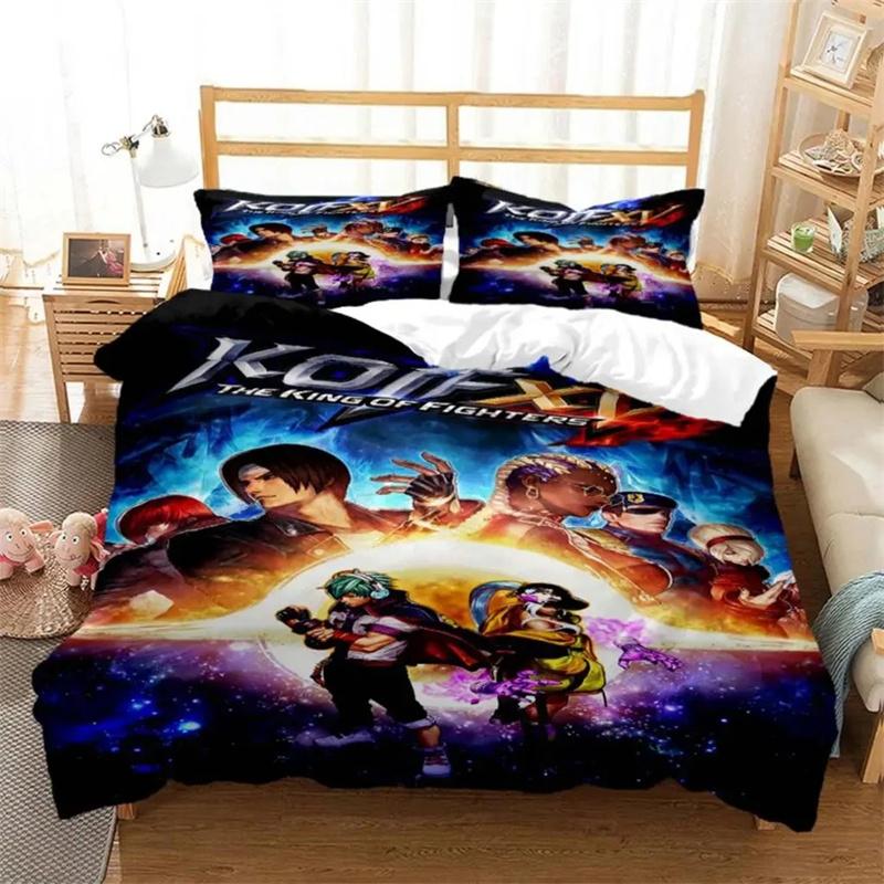 Anime King of Fighters KOF Bedding Set,Duvet Cover Comforter Bed Set Quilt Cover Pillowcase,King Queen Twin Size Boys Girls