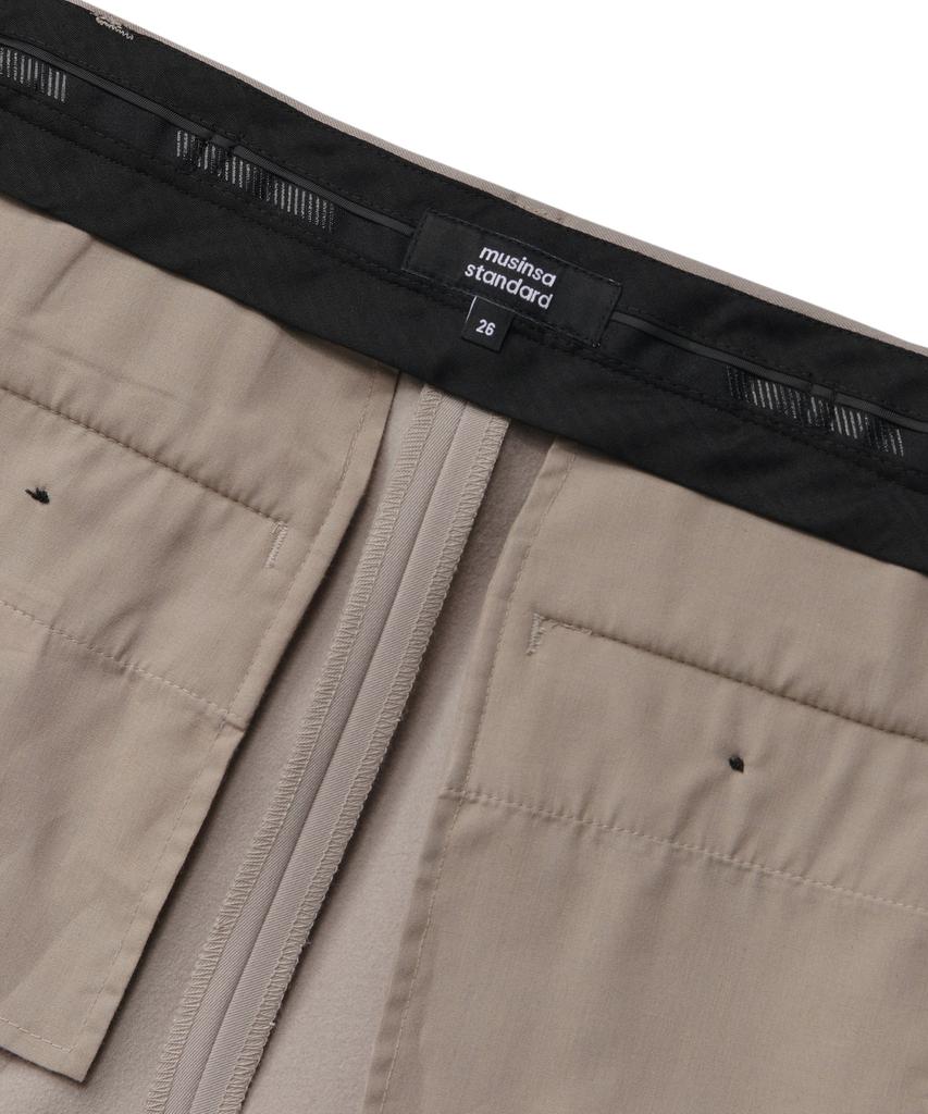 MUSINSA STANDARD WOMAN Women'S Heavyweight Fleece-Lined Straight Hidden Elastic Waist Slacks [Light Beige]