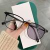 Half Frame Eyebrow Frame Anti-Blue Light Color-Changing Glasses Trendy Sven Frame Color-Changing Myopia Literary And Retro Glasses