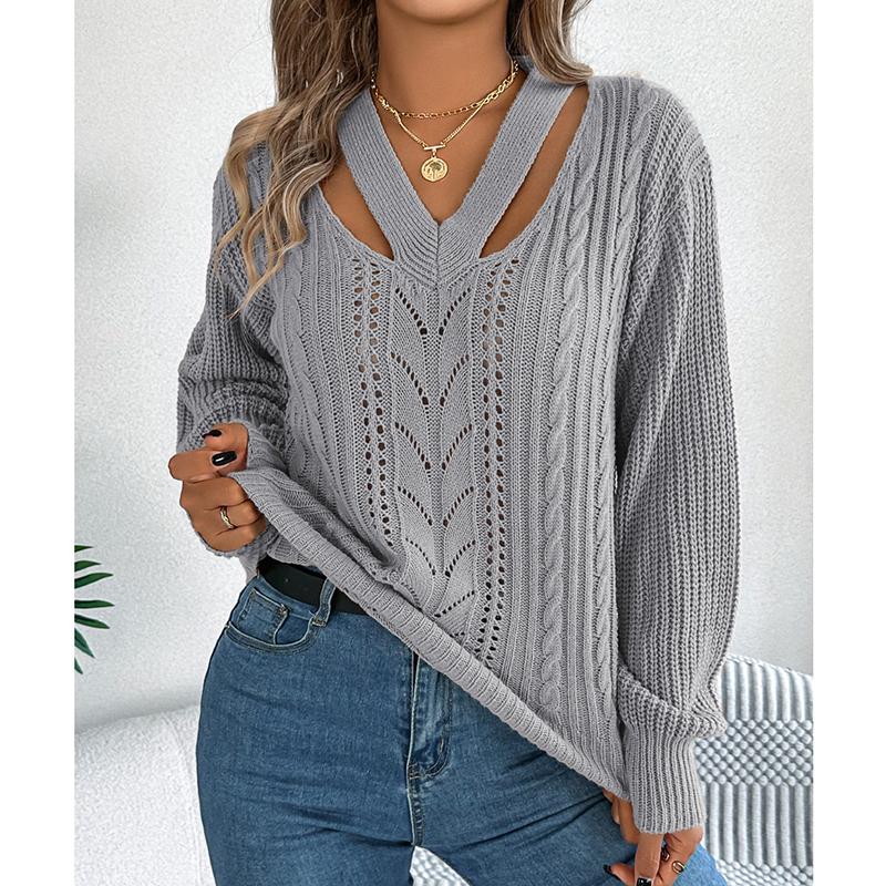 

Свитер женский V-образный вырез трикотажный уличный осенне-зимний винтажный белый повседневный свитер с длинным рукавом XL