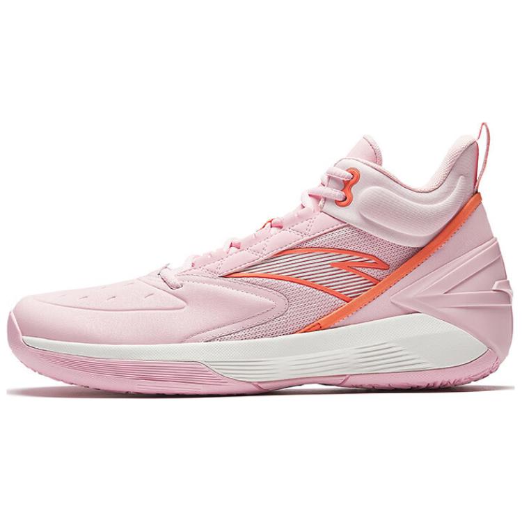 New Anta Non Slip Wear Resistant Shock Absorption High Top Basketball Shoes Men's Pink Orange 912511604Q-4