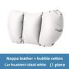 Universal Car Headrest and Lumbar Support Cushion Set Perforated Nappa Leather Neck Pillow with Adjustable Strap for Most Cars