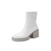 Fashion 2025 New White Winter Women Shoes Genuine Leather Women Boots Platform Chunky Boots Women Solid Women Shoes High Heel Boots
