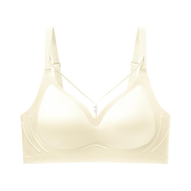 Glossy Satin Seamless Minimizer Bra, Thin Wireless Soft Support Anti-Sagging Fixed Cup Bra for Large Bust M