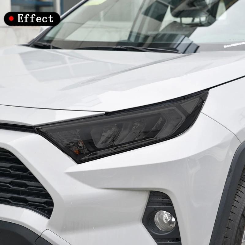 2 Pcs Car Headlight Protective Film Front Light Transparent Smoked Black TPU Sticker For Toyota RAV4 XA50