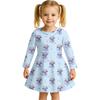 Kids Girls Casual Daily Dress Cute Cartoon Print Long Sleeves Dance Wear Princess Dress  2-12 Years
