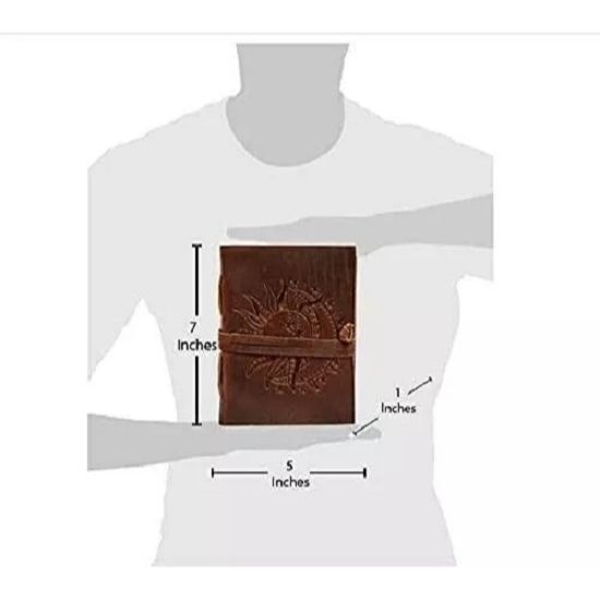 Sun Moon Vintage Leather Journal Book Of Shadow Grimoire Antique Leather Notebook