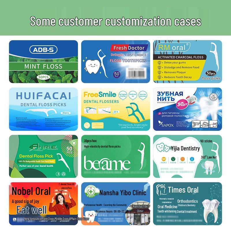 50-Piece Portable Dental Floss - Custom Logo for Hospitals, Hotels, and Restaurants