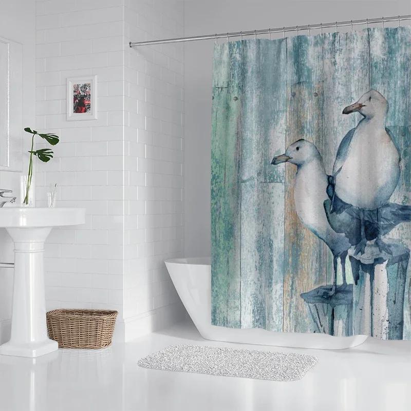 

House Hold Waterproof Fabric Household Shower Curtain Accessories Shower Curtain 240 * 200 Home Marine Style Shower Curtain W60H190(CM)-1 Pcs