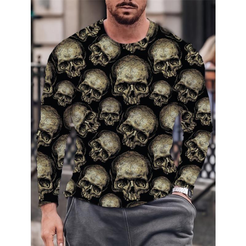 Fashion Pattern Printed T-shirt for Men and Women in Spring and Autumn Casual Outdoor Long Sleeved T-shirt Top Street Clothing