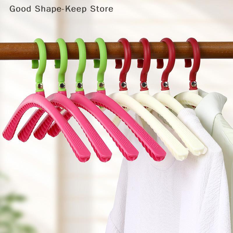 1PC Dopamine Folding Clothes Hangers Anti-Slip Rotatable Clothes Drying Rack Space Saving Plastic Clothes Holders Travel