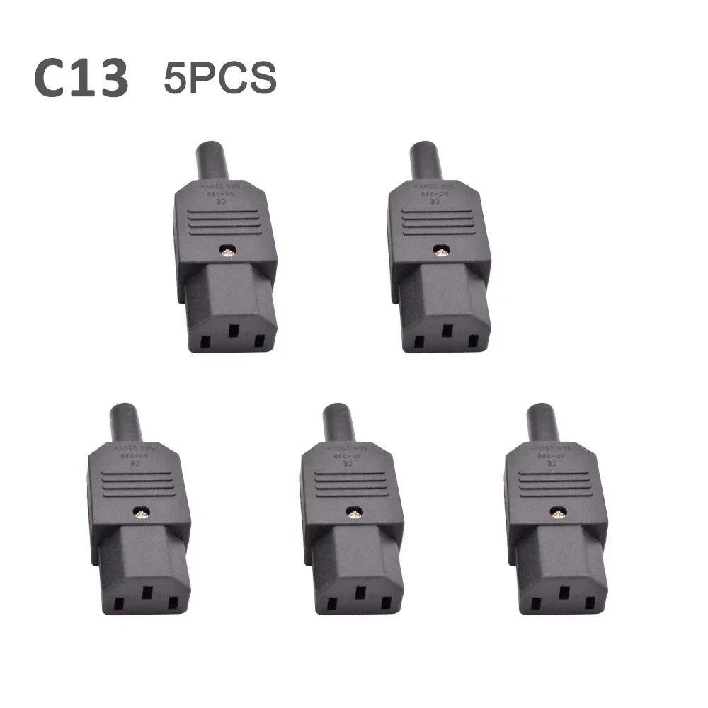5 шт. 10 шт. IEC 320 Прямой кабель AC вилка розетка C13 C14 10A 250V Черный Электрический 3-контактный разъем питания Штекер Розетка Iron
