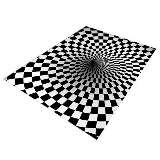 3D Vortex Optical Illusion Rug Vision Vertigo Area Rug Realistic Vortex Black And White Doormat Non-Slip Floor Mat for Living Room Bedroom Entrance