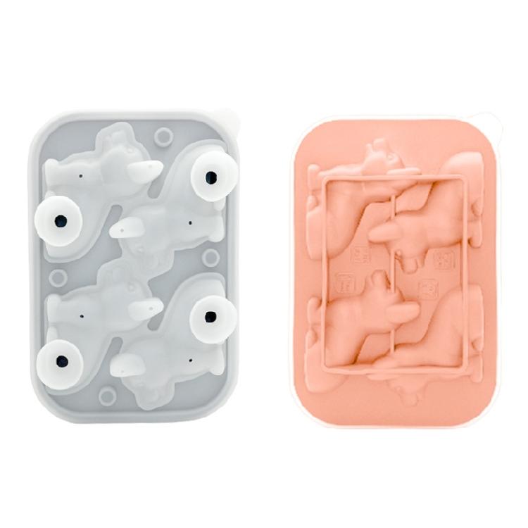 Innovative 4 Cavity 3D Dog Ice Cubes Tray Food Grade Silicone Mould for Unique Drink Presentation Kitchen Tool