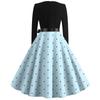 Women's Vintage Geometry Printed Long Sleeve Round Neck Plus Size Evening Prom Dresses