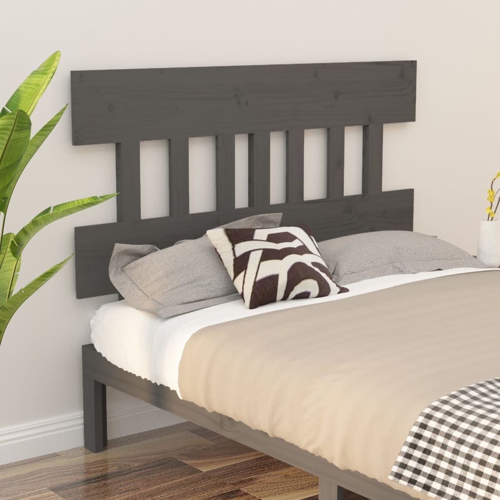 Headboard Grey 163.5 x 3 x 81 cm Solid Pine Wood