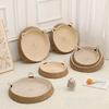 Rattan Woven Cat Bed Round Cat Scratcher Pad Wear Resistant Non Shedding Breathable Sleeping Nest For Indoor Cats All Season Use