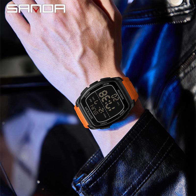 Sanda Trend Student Sports Electronic Watch: Luminous, Alarm, Dual Time, Waterproof, Chronograph