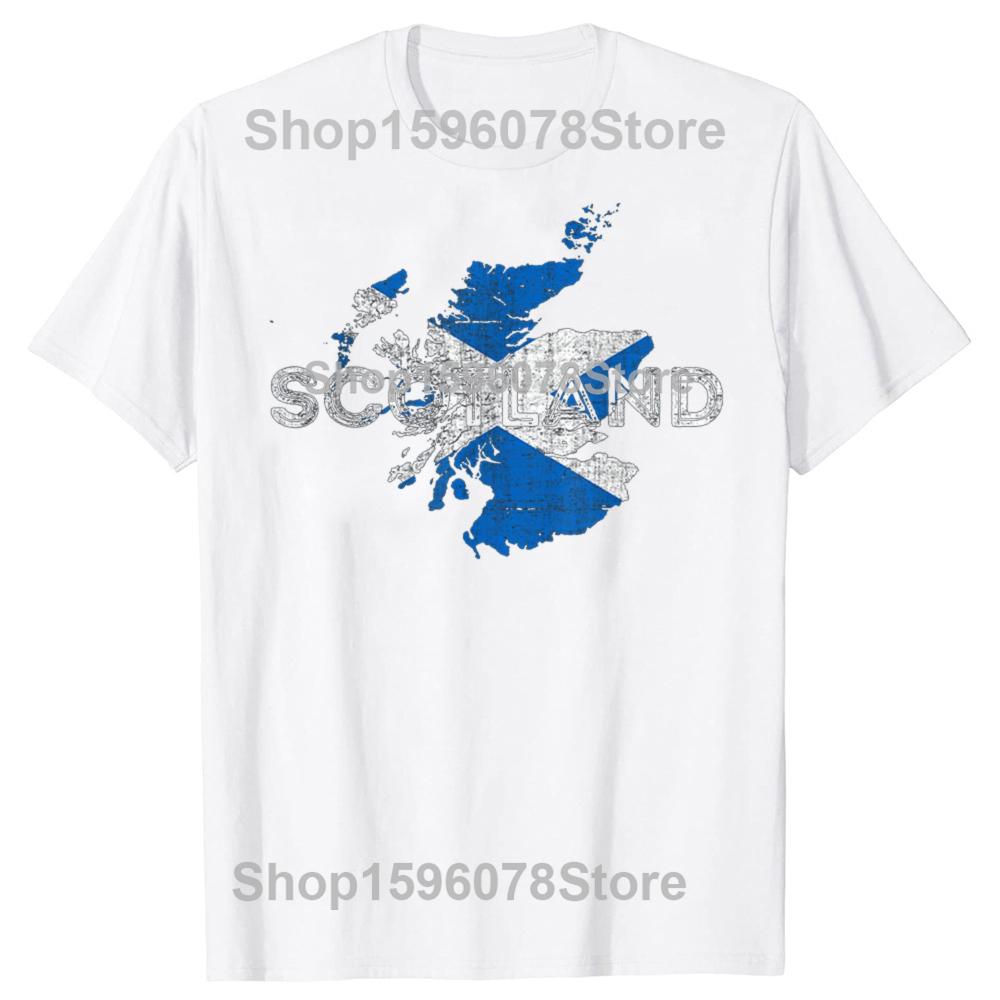Новая шотландская карта и флаг Сувенир Потертая Шотландия Футболка Оверсайз Футболка Повседневная С коротким рукавом Винтаж Футболка для Пар S