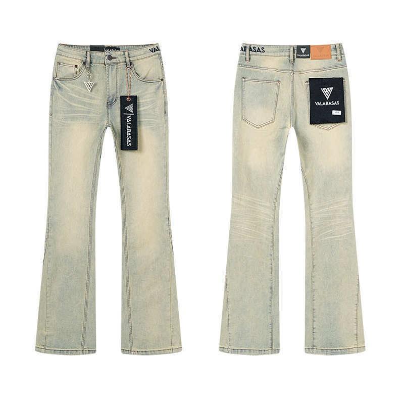 Valabasas Stil '' Retro Distressed Gewaschene Stretch Schlagjeans Herren Damen Streetwear Freizeit Hosen