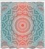 Coral and Blue-Brown Shower Curtain Tribal Mandala Geometric Gradient Fabric Bathroom Decorative Shower Curtain with Hooks