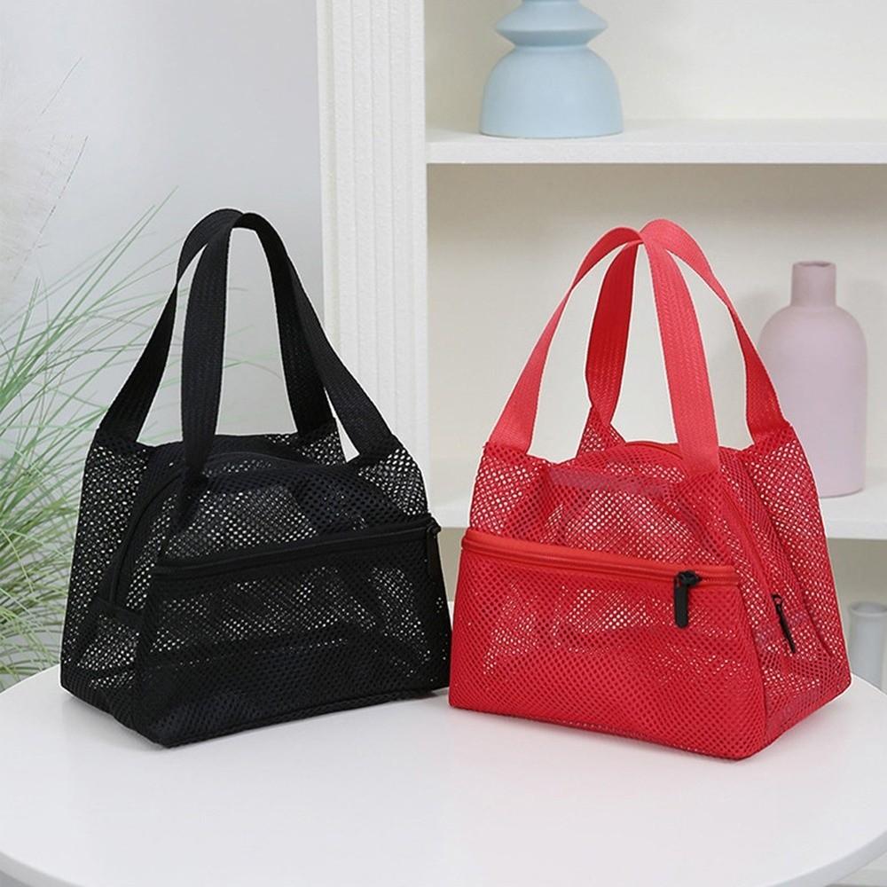 Portable Mesh Beach Bag Clear Travel Wash Bag Zipper Shower Cosmetic Bag Bath