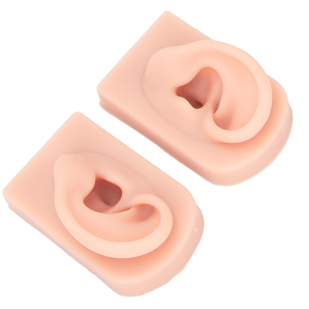 1 Pair Silicone Ear Model Flexible Soft Reusable Simulated Human Skin Silicone Piercing Model