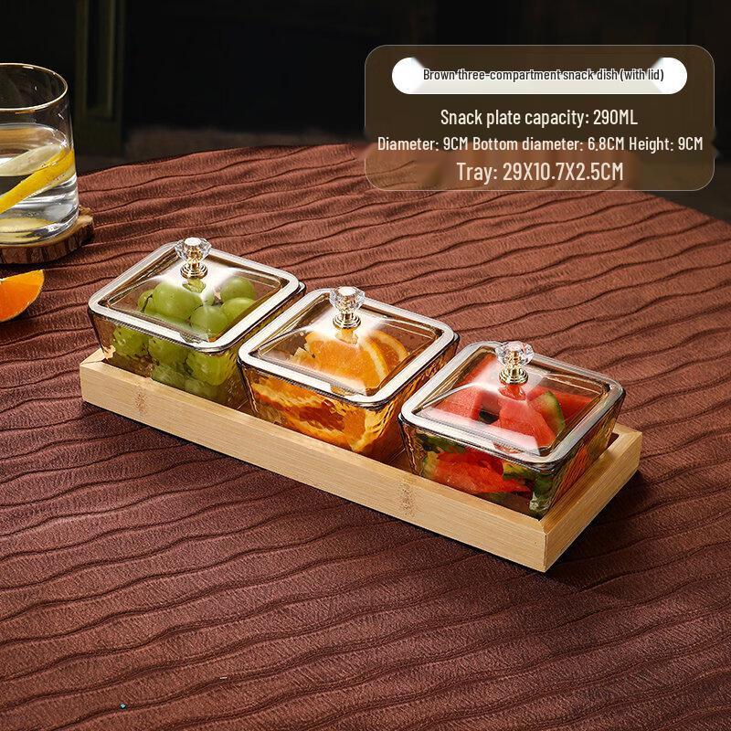 Divided Melamine Snack Serving Platter with Lid
