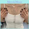 Y2k Cross Pendant Layered Pearl Necklace With Geometric Alloy Design For Streetwear Style