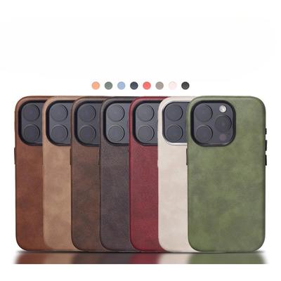 Applicable To IPhone16Promax Crazy Horse Leather Mobile Case Apple 15 Retro Magnetic 13 Skin Feel Protection Case