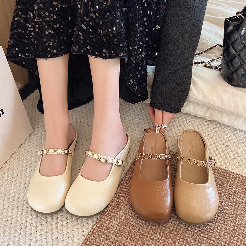 Mary Jane Bag Head Half Slippers Women Wear Lazy Pedal Summer 2025 New with Skirt Muller Cool Slippers