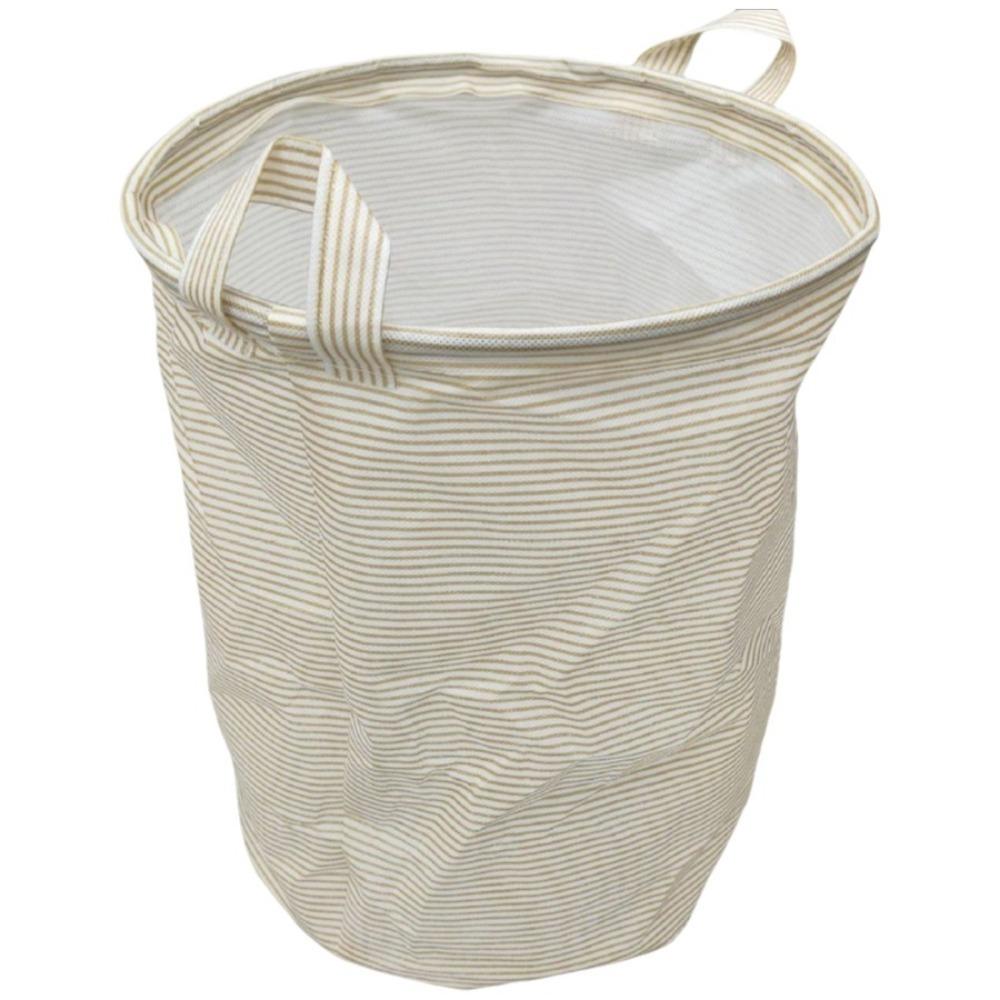 Non-Woven Fabric Striped Laundry Basket Large Capacity Space Saving Sundries Storage Basket with Handle Folding L жёлтый