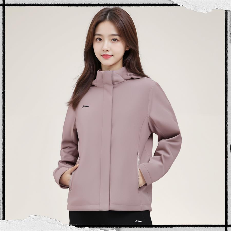 Li Ning Minimalist Brand Logo Loose Windbreaker Hoodie Women Outerwear AFDVJ56-2