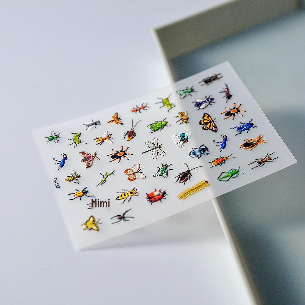 5D Embossed Dragonfly & Butterfly Nail Art Stickers with Insects & Ladybugs
