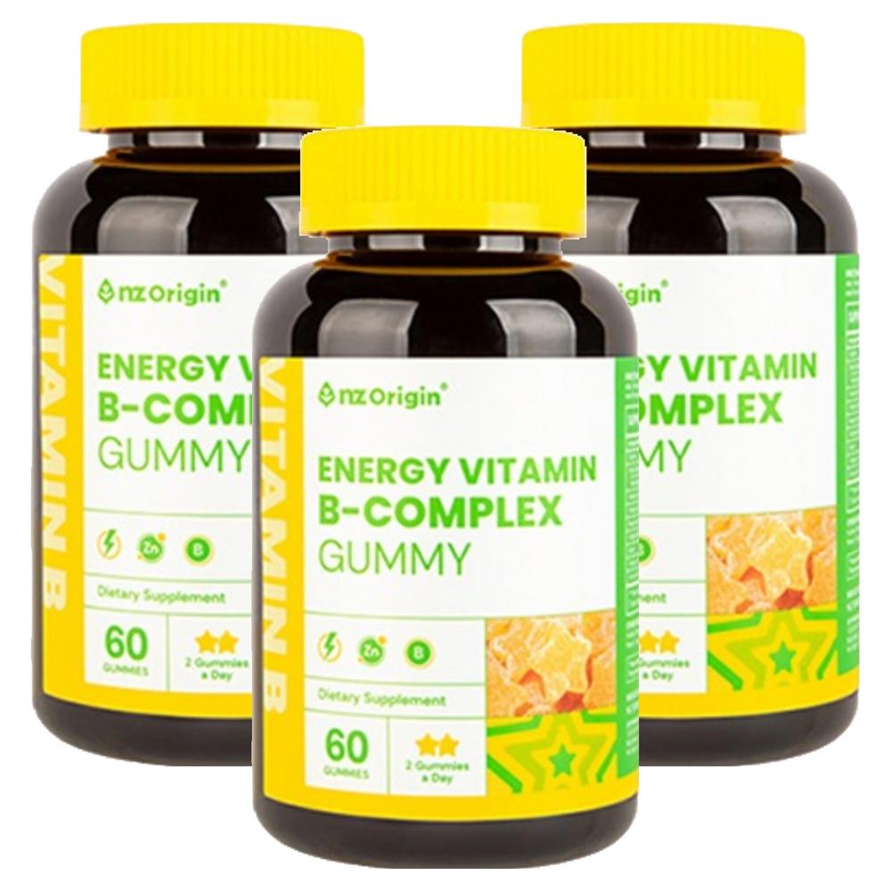 NZ Origin Energy Vitamin B Complex Gummies Green Grape Flavor 60 Tablets 3 pcs