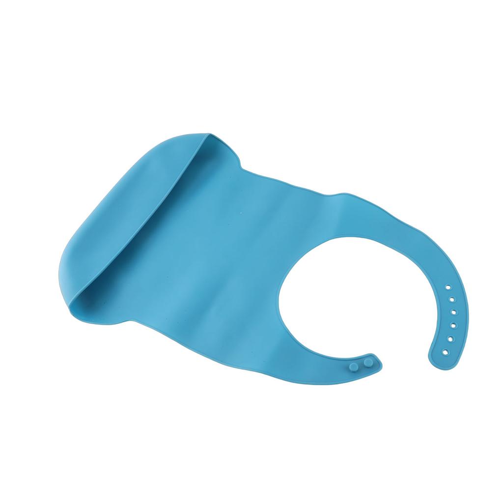 Adult Elderly Bib Waterproof Silicone Clothing Protector Eating Bib with Crumb CatcherBlue