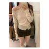 2026 Early Spring Women's Off-Shoulder Knit Sweater, Slim Fit Outerwear, Base Shirt, High-End Sweater