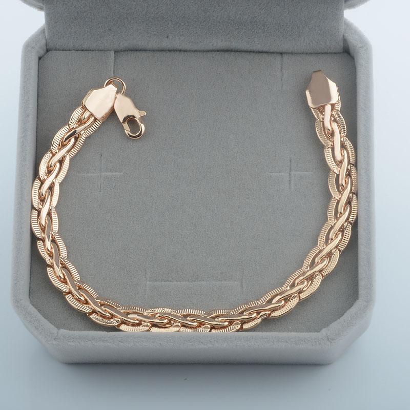 

Женские Мужские Браслеты из Розового Золота 585 пробы 8 мм, Витая Веревка, Длинные Цепочки 18 см-22 см 18cm