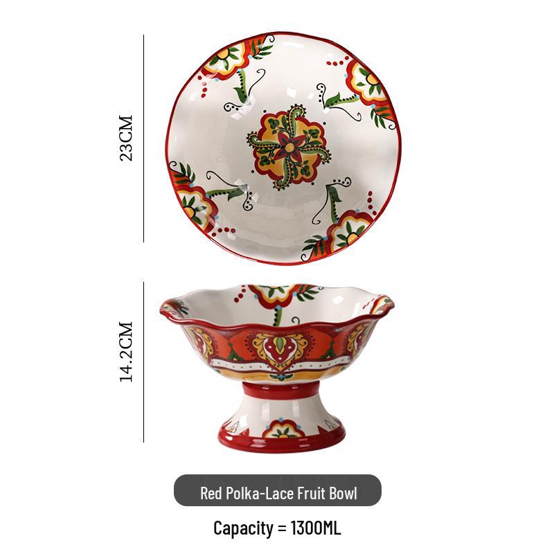 Ceramic High-Footed Fruit Bowl - Luxurious New Home Decor for 2025 Living Room Coffee Table.