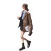 Coffee leather jacket women's spring and autumn new fashion loose small suit feeling blazer leather