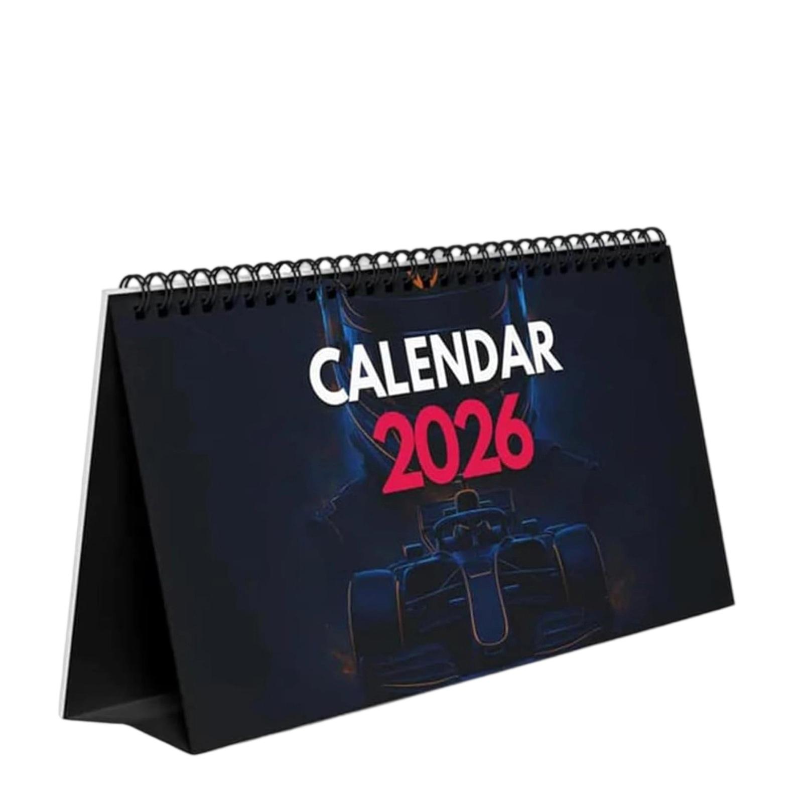 

Настольный календарь на 2026 год, Гоночный адвент-календарь на 2026 год, Настольный календарь с дизайном гоночной трассы, Ежемесячный планировщик, Настольные памятные вещи One Size