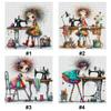 Full Embroidery Eco-cotton Thread 11CT Printed Line Girl Cat Cross Stitch Kit Artwork 40x40cm/ 45x45cm Home Docor for Friend