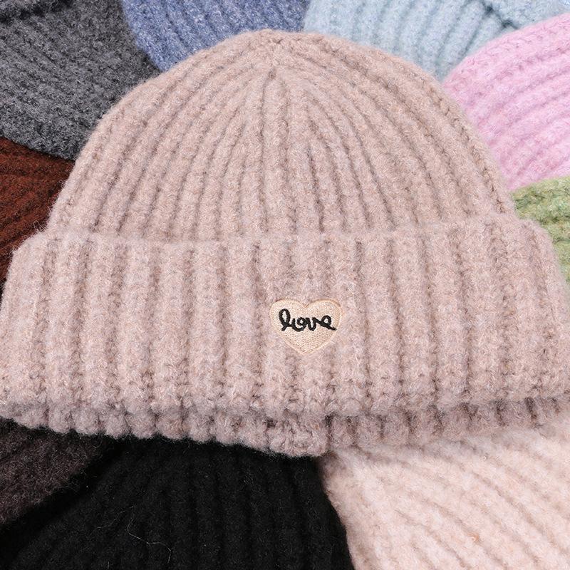 Embroidered Hat for Women In Autumn and Winter Casual Versatile Knitted Hat Ear Protection and Warmth Thickened Wool Hat Trendy and Cold Hat