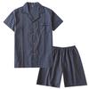 1 Set Pajama Set Soft Short Sleeve Casual Thin Comfortable Sleeping Wear Cotton Grid Print Men Homewear Daily Clothing
