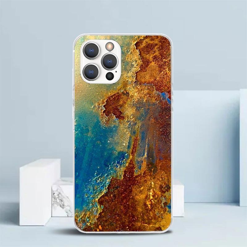 Vintage Industrial Style Rusty Pattern Soft Cover for iPhone 16 17 Air 15 14 Pro Max 16E Phone Case 13 Mini 12 11 7 SE 8 Print P