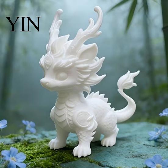 Hand Painted Blank Ornament 3D Printed Qilin Statue, Traditional Chinese Mythical Beast Figurine, Auspicious High Precision Dragon Scale Carving