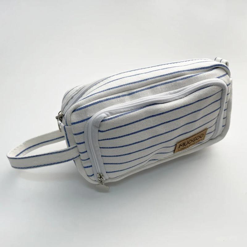 Simple Color Large Capacity Double Layer Pencil Case Stationery Eraser Storage Bag Student Office Stationery Pencil Case