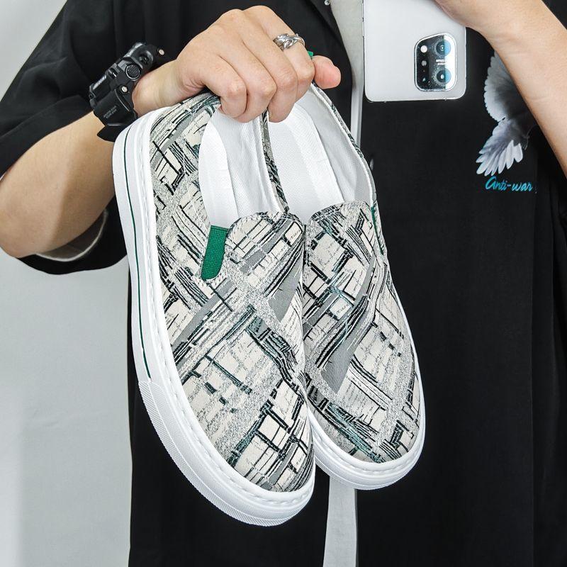 

Мужская обувь, новые летние дышащие парусиновые туфли, тканевые туфли, Пекинские ленивые повседневные легкие кроссовки с одной педалью, износостойкие 44