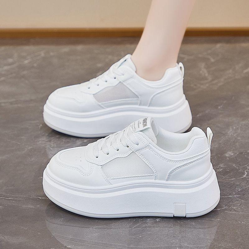 Mesh Breathable Little White Shoes Women's Spring and Summer New Versatile Thick-soled Non-slip Heightening Leisure Travel Sports Board Shoes