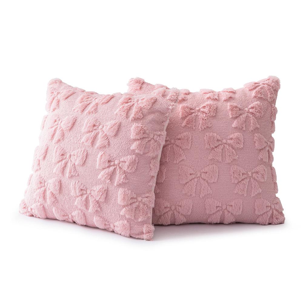 Spring Embroidered Fur Pillow Sweet Buttery Style Plush Pillow Cushion Cover Atmosphere Living Room Sofa Pillow Waist Pillow